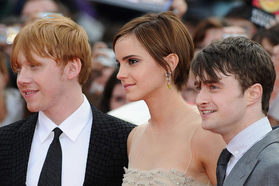 Rupert Grint, Emma Watson, and Daniel Radcliffe at the World Premier of Harry Potter and The Deathly Hallows: Part 2 in July 2011.