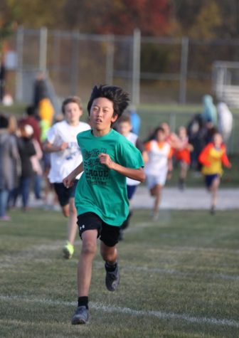Seventh grader Kaito Yoshida heading to the finish line during a cross country meet on Oct. 13.