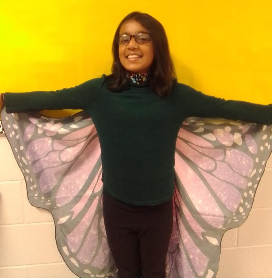 6th grader Sreshta Arcot during Spirit Week on Costume Day, 10/28/22 at Clague Middle School.  