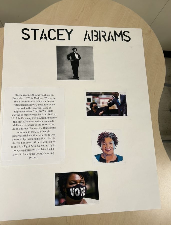 A poster of Stacy Abrams made by members of BSU.