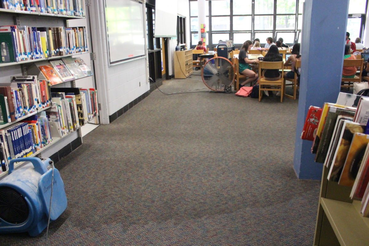 In the week of Oct. 2, fans were used in the library to dry the carpets after the flood took place.