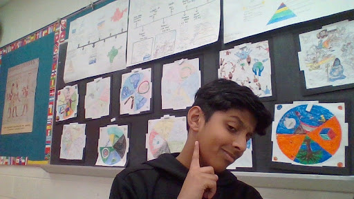 Attending Clague seventh grader, Dhananjay Prasad, mewing for the camera.
