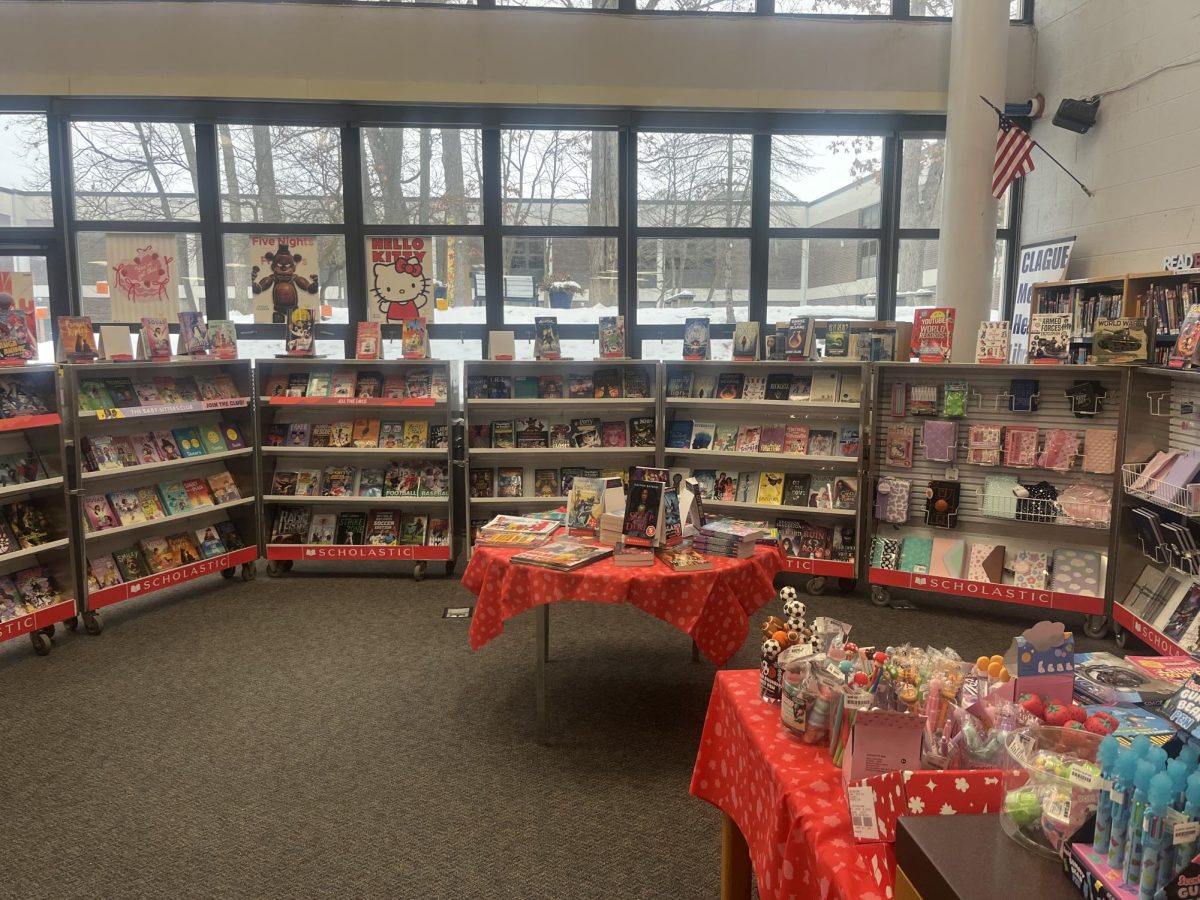 The Scholastic book fair is a place where students buy new books as well as trinkets such as pens and pencil cases.