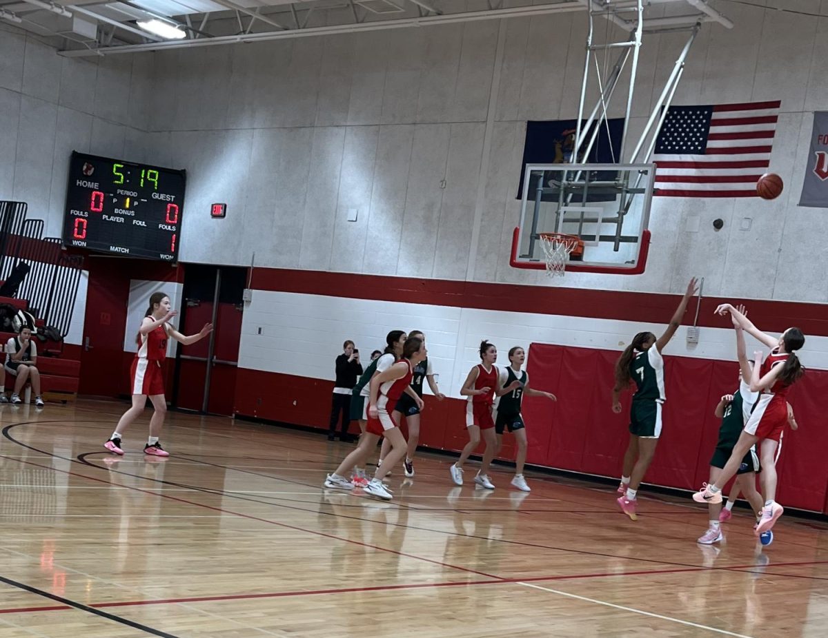 Putting pressure on Forsythe is eighth grader Madison Jackson. The Cougars took on the Vikings on Jan. 8 at Forsythe Middle School.
