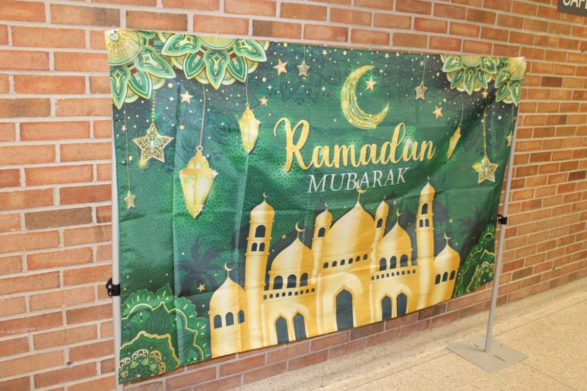 A Ramadan banner in the Huron High School hallway. Ramadan was from Tuesday, Feb. 17 to Thursday, Mar. 19 this year.