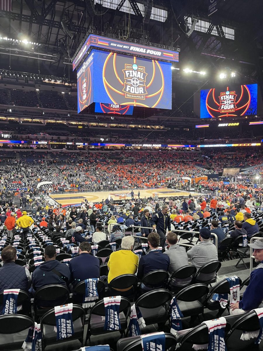 Lucas Oil Stadium, the site of the 2026 Final Four ahead of the matchup between Michigan and Arizona.